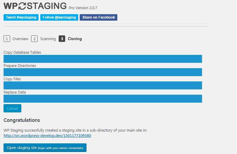 The WPStaging screenshot